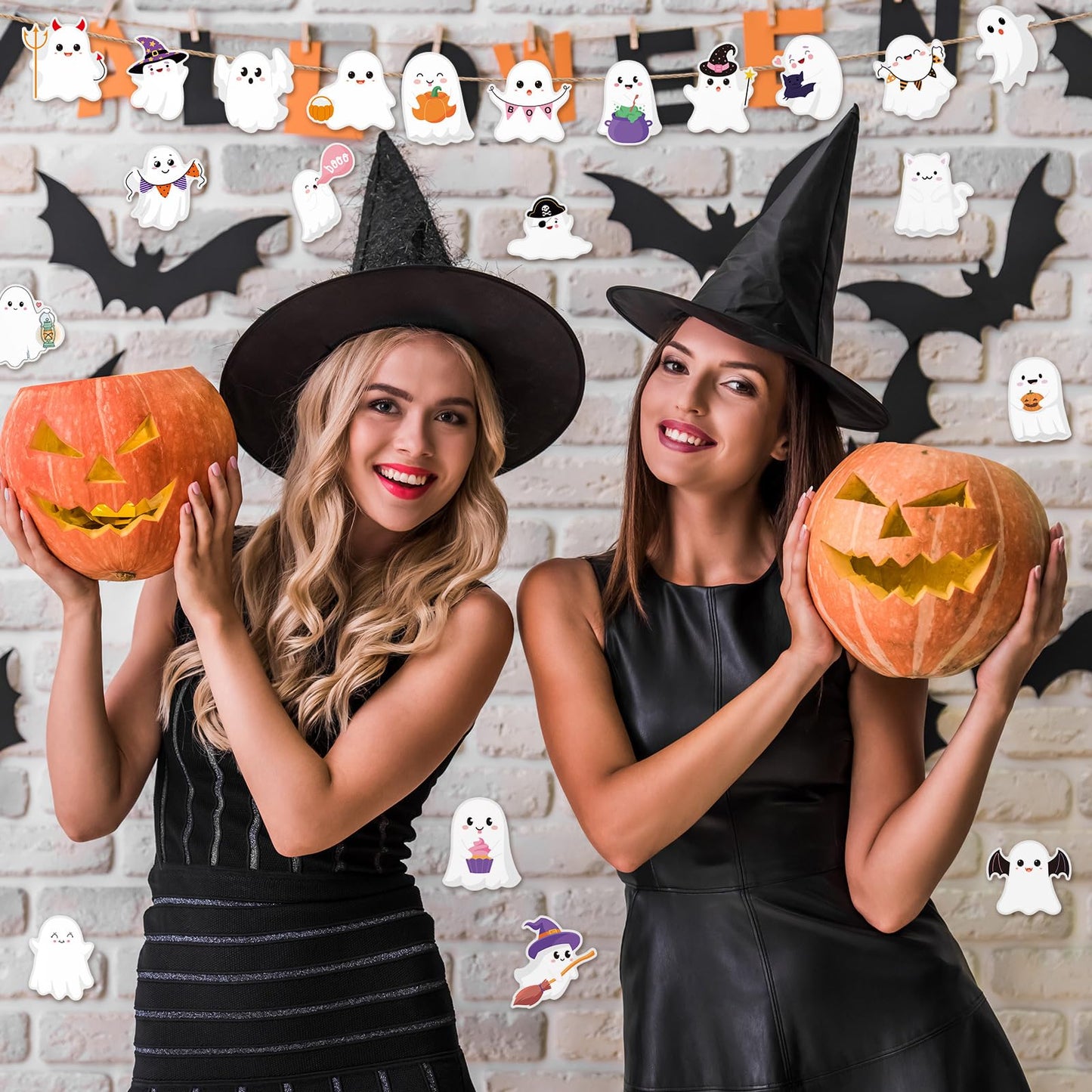 Zonon 90 Pcs Halloween Ghost Cutouts Cute White Pink Paper Ghost Bulletin Board Decor for Classroom Bulletin Boards Wall Trees School Halloween Home DIY Treat Baby Shower Party Decorations Supplies