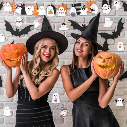 Zonon 90 Pcs Halloween Ghost Cutouts Cute White Pink Paper Ghost Bulletin Board Decor for Classroom Bulletin Boards Wall Trees School Halloween Home DIY Treat Baby Shower Party Decorations Supplies