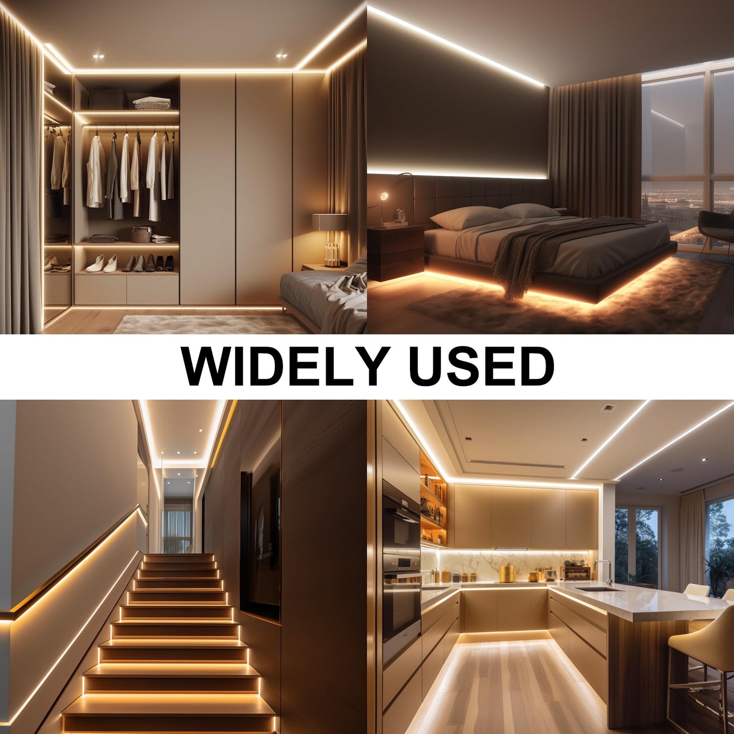 AXMOTUT 32.8ft COB LED Strip Light Warm White, High Bright LED Strips with 320LEDs, RF Remote and UL Power Supply, 3000K Dimmable LED Lights for Bedroom,Kitchen, DIY Home Decoration, 2 Rolls of 16.4ft