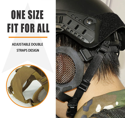 AOUTACC Airsoft Mask with Tactical Goggles,Airsoft Mask with Ear Protection, Airsoft Protective Gear Set for Adult Men Women BBS Paintball Shooting CS Survival Games Cosplay (at)