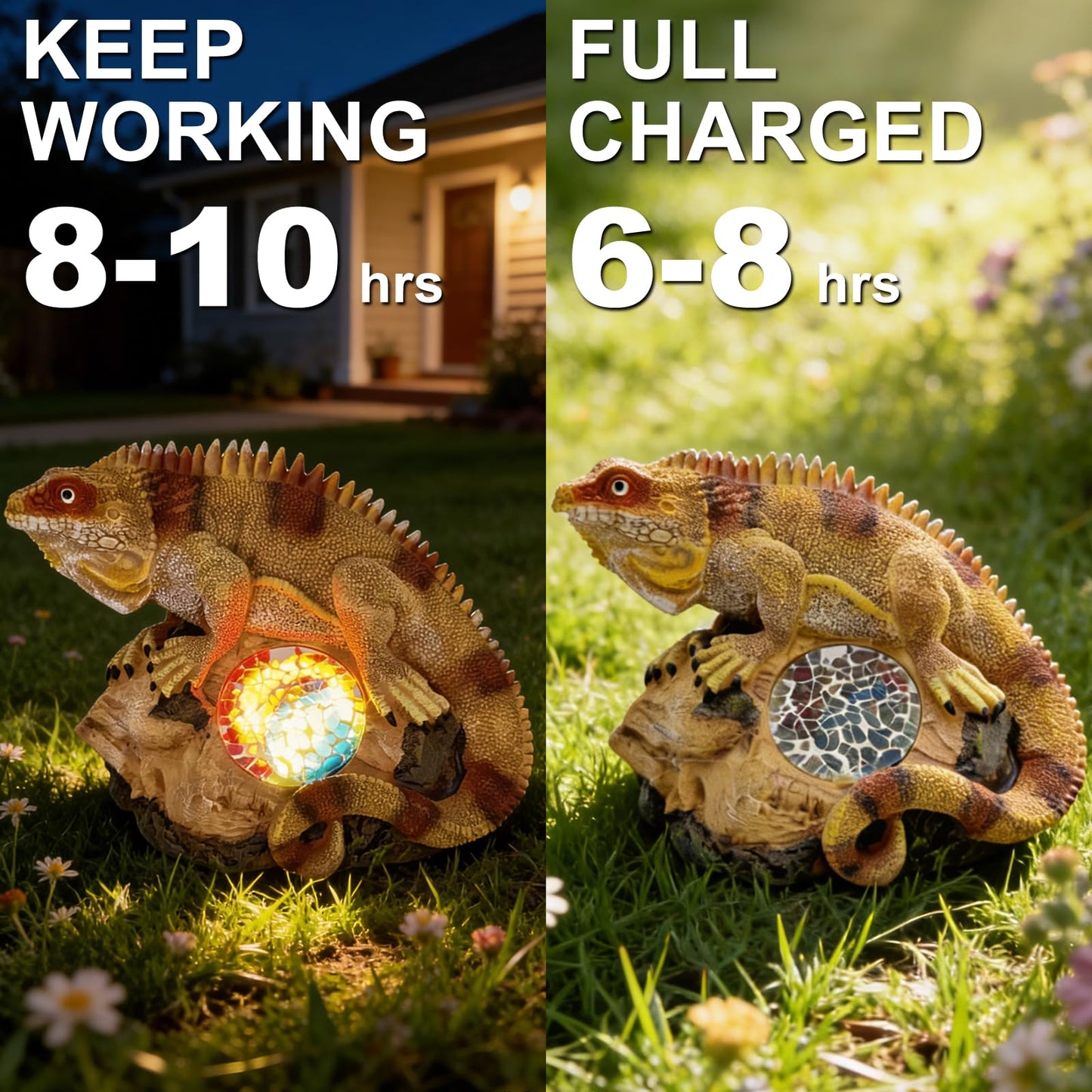 Vasesun Solar Iguana Garden Statues Decor for Outdoor, Khaki Iguana Figurine Lights for Lawn Patio Yard Decoration - Unique Christmas Housewarming Gifts for Grandma Wowen Mom
