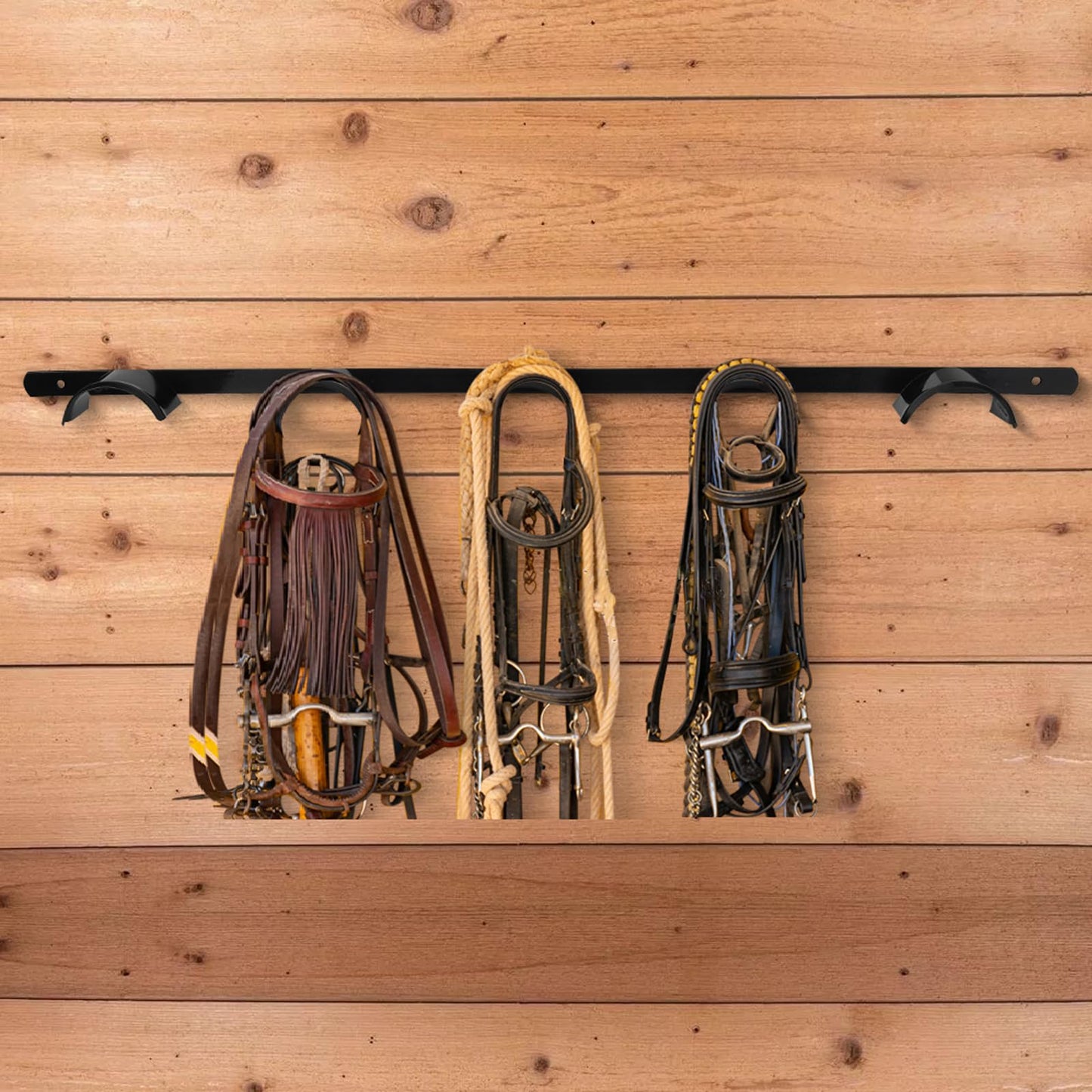 HDYEGY 2Pcs Wall Mounted 5 Spot Bridle Rack - Rounded Tack Rack for Hanging Horse Bridles, Halters, Reins
