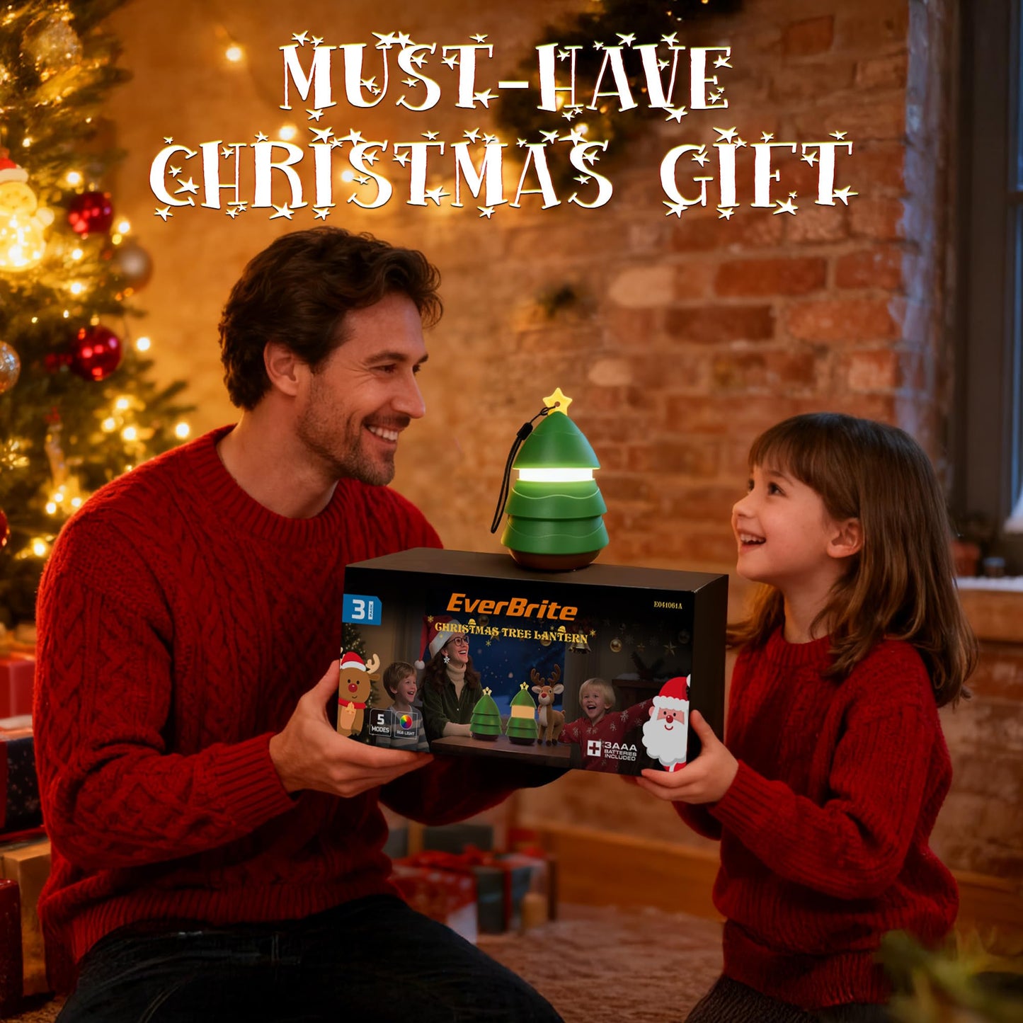 Christmas Gift EverBrite Christmas Tree Lantern 3 Pack, 5 Light Modes Holiday Decoration Presents for Women and Men, AAA Batteries Contained Stocking Stuffers, Christmas Lights Indoor & Outdoor