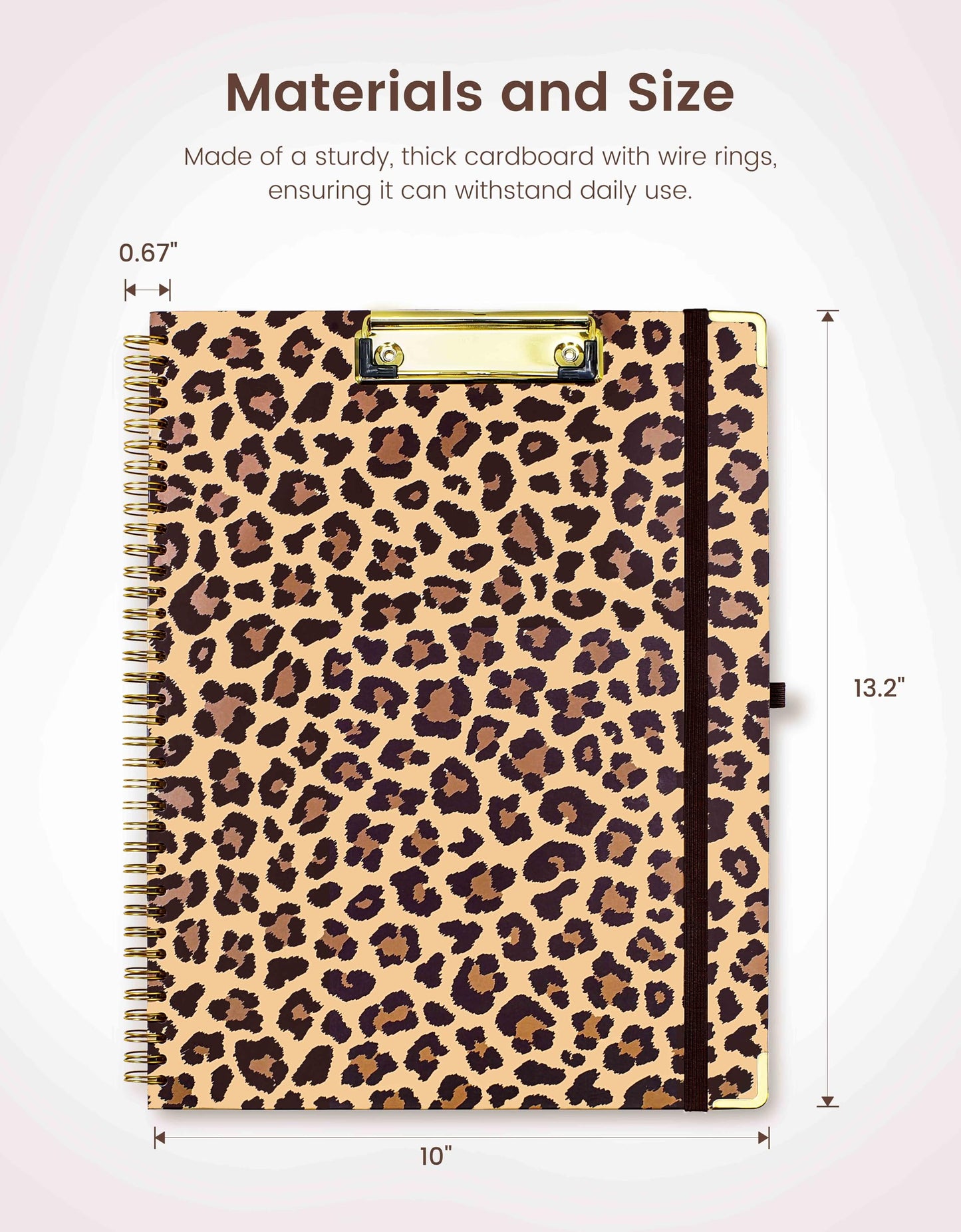 Mymazn Clipboard with Storage, Clipboards Folio with Refillable 11"x8.5" Legal Pads,5 Extra Folders with Storage 10 Pockets for Documents, Portfolio Binder with Pen Holder for Men Women (Leopard)