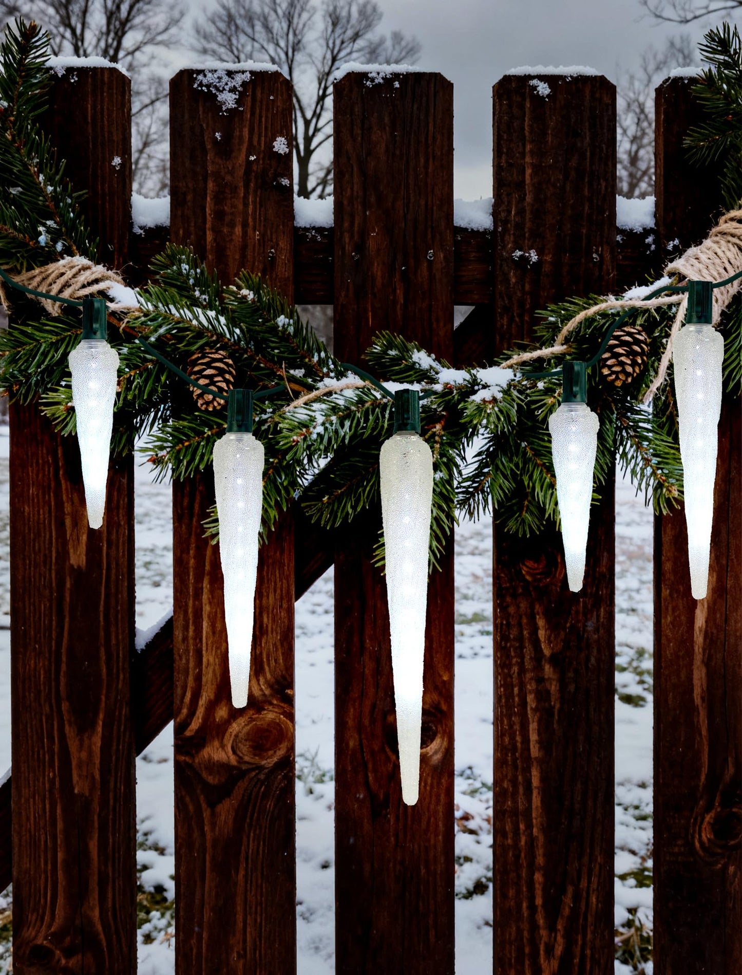 Adirxon Bright LED Christmas Lights Outdoor, 10.5FT 10-Bulb Waterproof Icicle Lights, 10000K Cool White Plug-in String Lights for Roofline, Yard, Party & Holiday Decorations