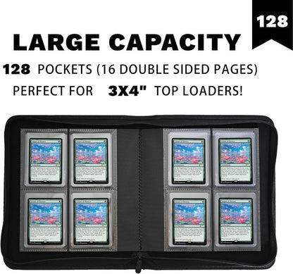 Toploader Binder - 4 Pocket Card Holder for 3" x 4" Rigid Cards | Holds 128 Trading Cards