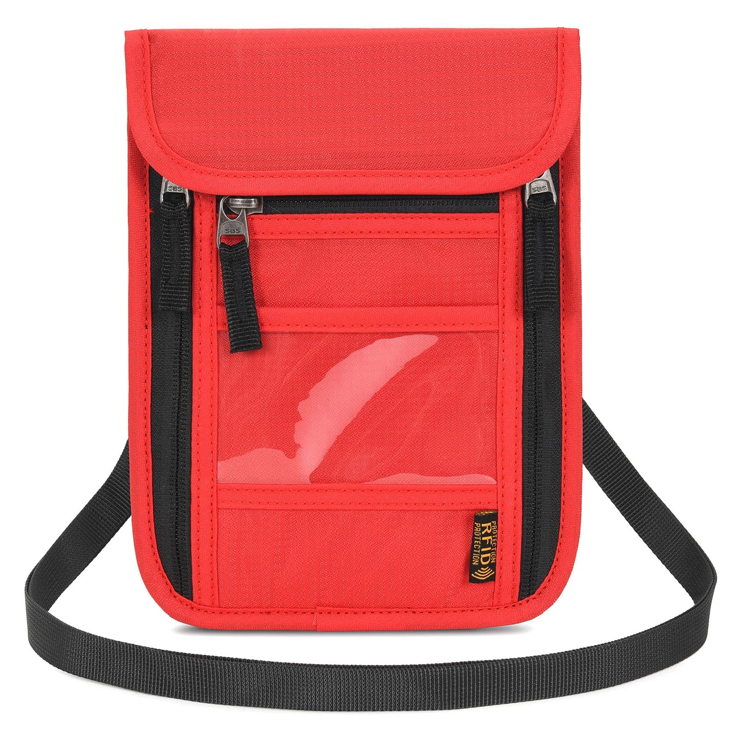 Neck Wallet Lightweight RFID Blocking Waterproof Travel Pouch Passport Wallets for Women Men （B-Red）