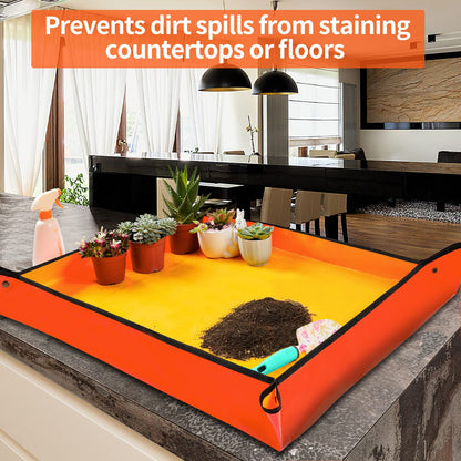 Large Repotting Mat for House Plants Transplanting and Potting Soil Mess Control, Unique Gardening Gifts for Women & Men Mom Birthday Gift Plant Lover Gifts