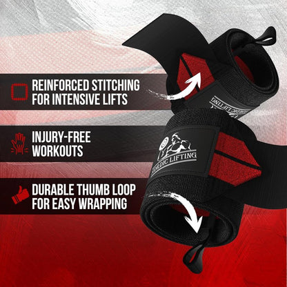 Nordic Lifting Wrist Wraps - Durable Weightlifting Support Straps with Thumb Loop | 1 Pair for Men & Women