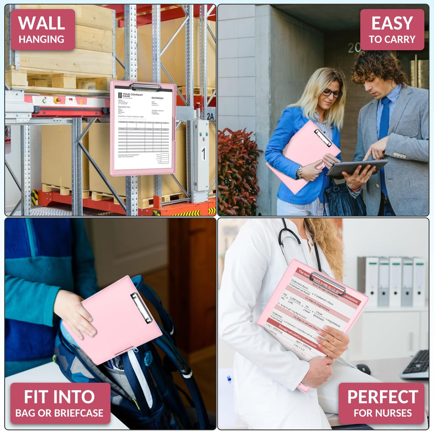 Sooez Clipboard with Storage, Heavy Duty Cleaview Clip Boards 8.5x11 with Dual Storage, Dry Erase Plastic Nursing Clipboard, High Capacity Clipboards Folder for Teacher Nurse, School & Office Supplies