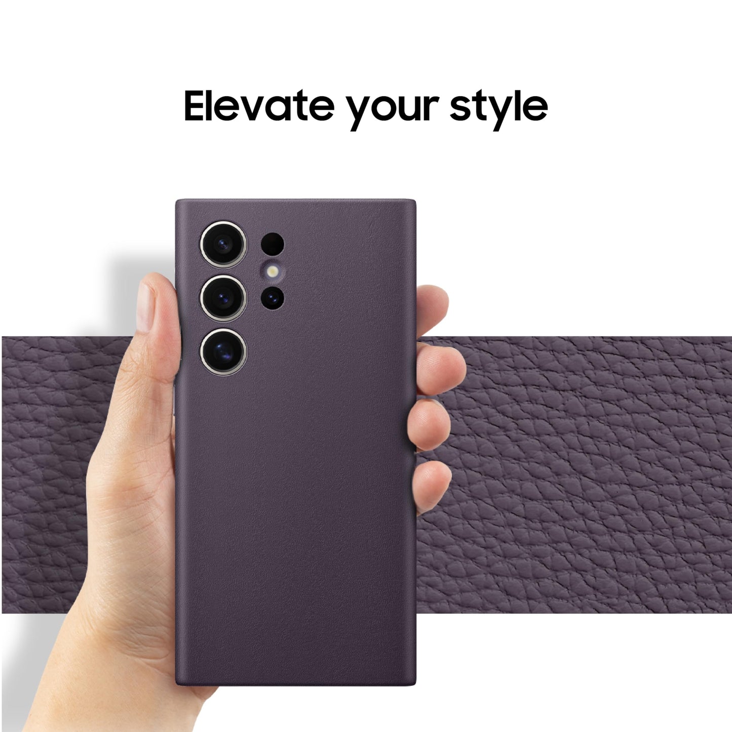 SAMSUNG Galaxy S24 Ultra Vegan Leather Phone Case, Protective Cover with Soft Touch, Elegant Design, Scratch Protection, US Version, GP-FPS928HCAVW, Dark Violet