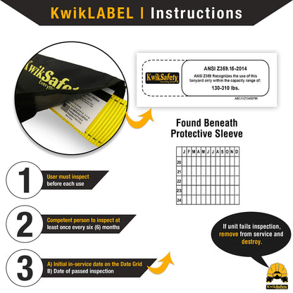 KwikSafety - TAIPAN Safety Lanyard [1 PACK] Flat Safety Harness Lanyard Fall Protection ANSI Tested OSHA