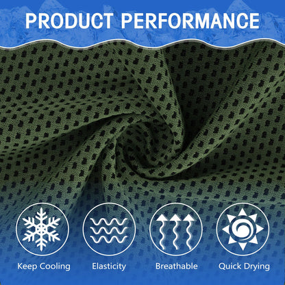 Hosuly 15 Pack Cooling Towels 40" x 12" Cooling Towels for Neck and Face Iced Towel Microfiber Soft Breathable Chilly Yoga Towel for Hot Weather(Olive Green)