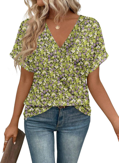 T Shirts Short Sleeve V Neck Tees Womens Tops Beach Vacation Fashion Clothes 2025 Casual Summer Spring Fall Outfits