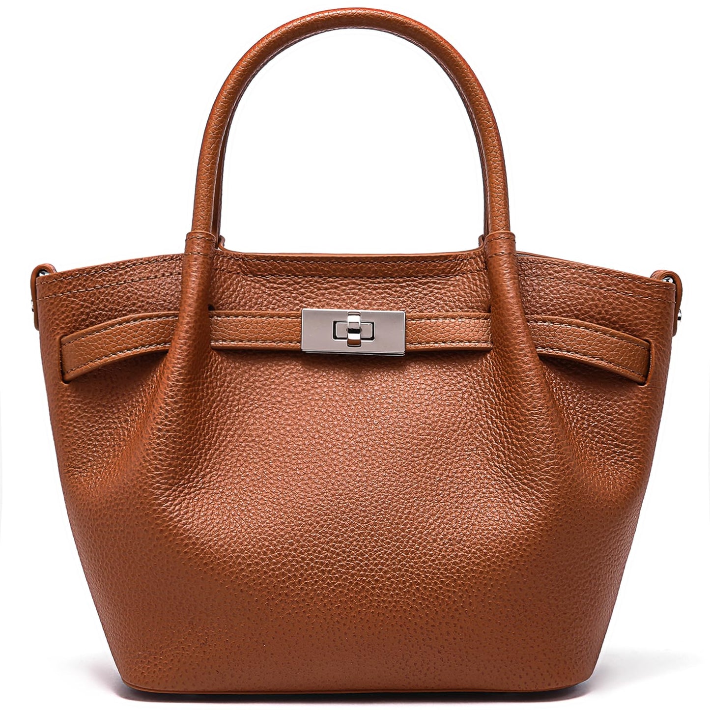 Genuine Leather Bucket Bags for Women: Small Tote Purses for Ladies Luxury Designer Crossbody Satchel Handbags(Brown)