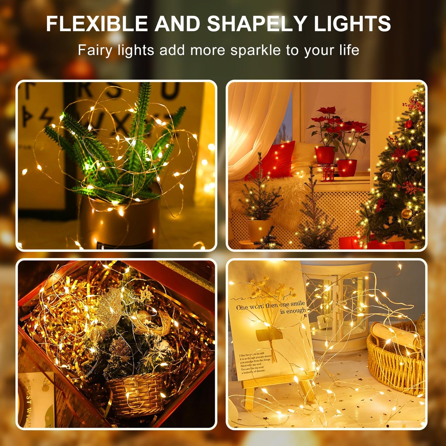 Aogist 2-Pack 16FT Fairy Lights with Spool,Ultra-Bright 50 LEDs Battery Operated Copper Wire String Light for Bedroom Christmas Wedding Centerpiece Parties Decoration,Warm White