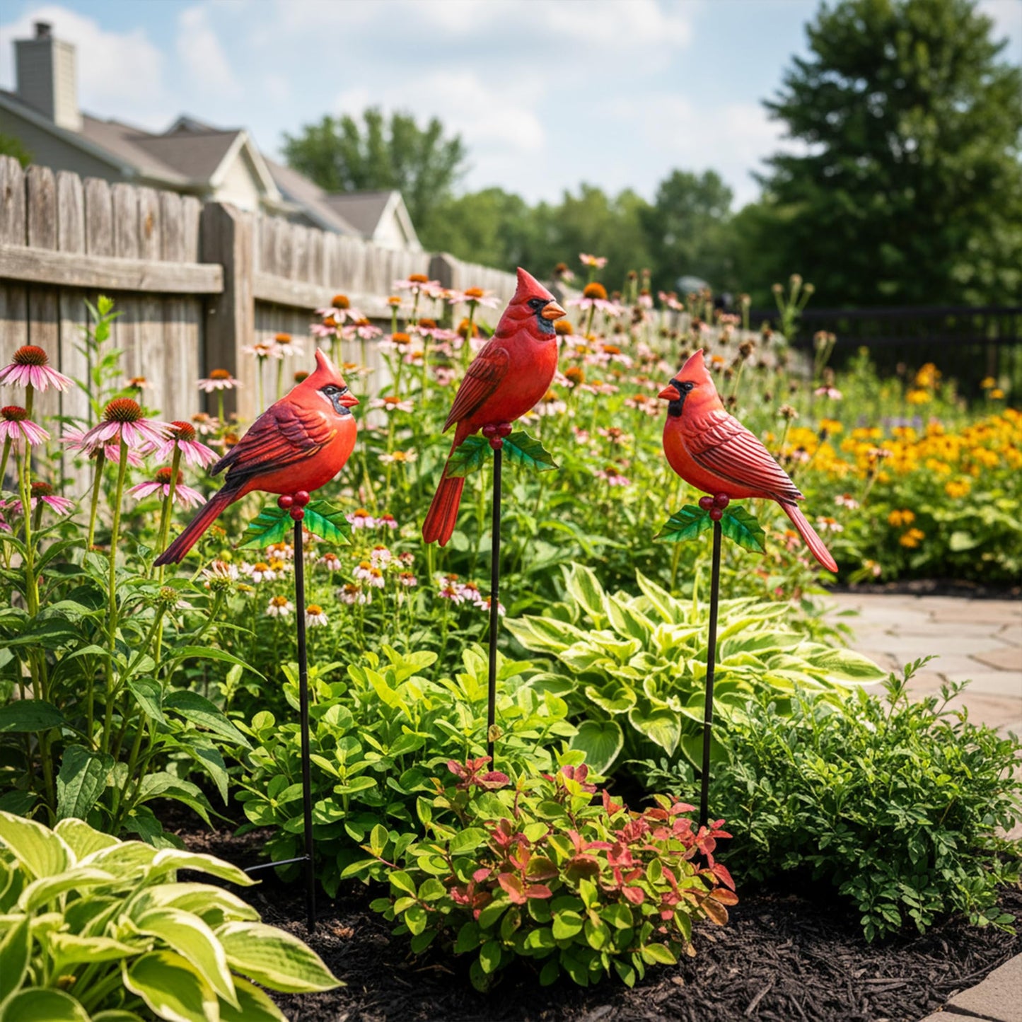 BVLFOOK 3PCS Cardinal Bird Yard Outdoor Decoration Stakes, Grandmas Garden Statue Home Yard Decoration Signs with Stakes, Personalized Unique Funny Gifts, Lawn Ornaments Home Decor