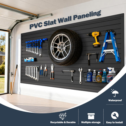 FOFARY Slat Wall Paneling 4 x 8ft, PVC Slatwall Garage Wall Organizer, Black Slatwall Panels Garage Tool Organizer Wall Mount Storage Systems