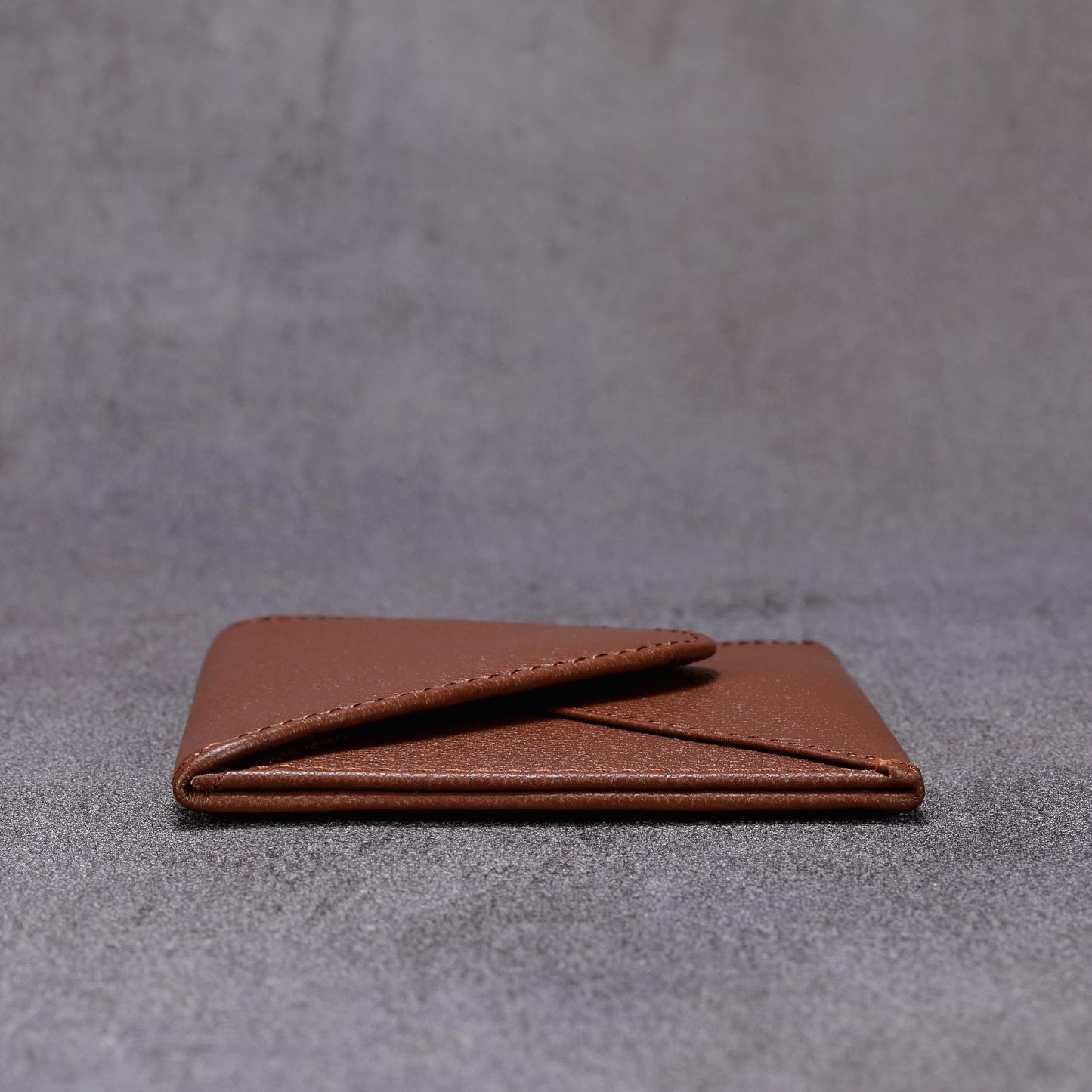 HISCOW Envelope Business Card Case with Magnet Closure - Italian Calfskin (Coffee)