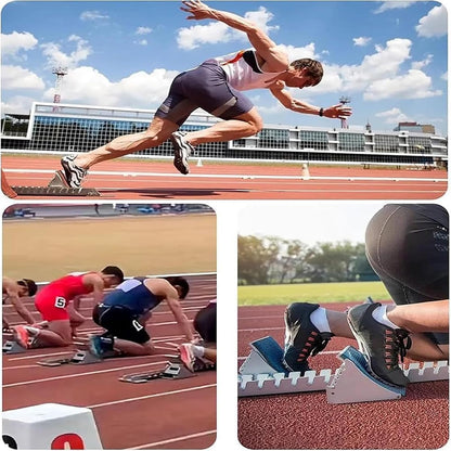 HYUIO 25in Starting Blocks, Track and Field Multi Function Track Blocks for Sprinting 6 Angle Adjustable Aluminum Track Starting Blocks for Athletics Plastic Runway Cinder Track