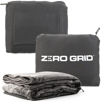 Lightweight Travel Blanket - Premium & Compact Airplane Wearable Blanket with Neck Snaps, Cozy Foot Pockets, Zipper Pouch - Converts into Soft Pillow - Designed for Ultimate Comfort - Shadow