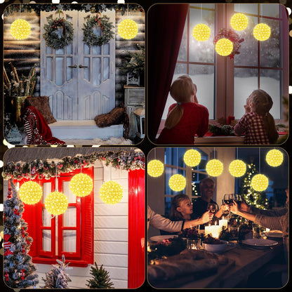 Baquler 6 Pcs Outdoor Christmas Balls Lights 5.5 Inch Christmas Starlight Sphere with 100 Bulbs Ornament Ball Light LED Hanging Globe Sphere Lights for Xmas Outdoor Party Yard Decoration(Warm White)