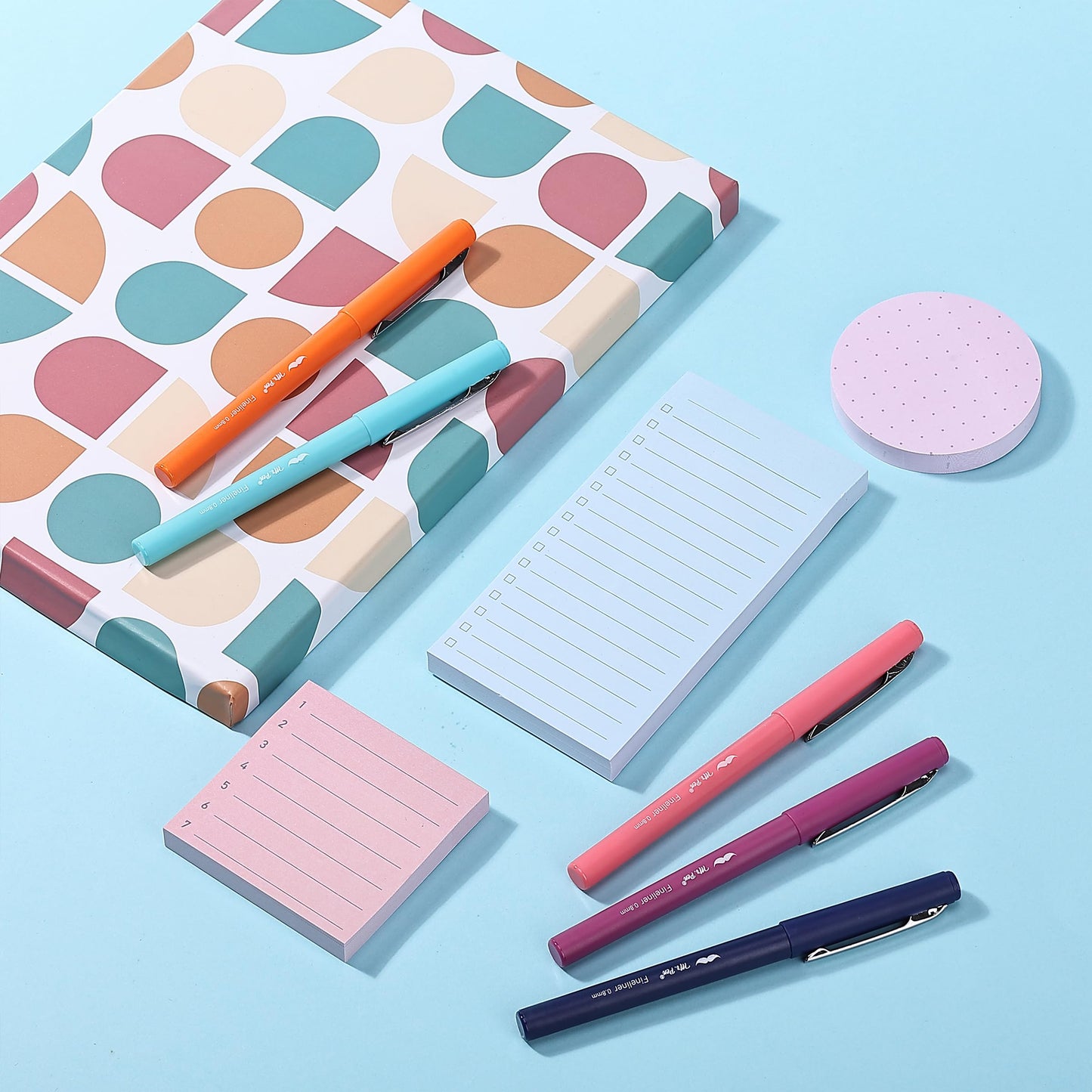 Mr. Pen- Sticky Notes Set Gift Box, Felt Tip Pens, Dotted Round, Lined & to Do List Self-Stick Sticky Pads for Bible Study, Office, School, Planning, Journaling & Organization