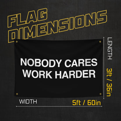 Gold Trident Flags Nobody Cares Work Harder Motivational Gym Banner – Discipline Poster for Gym, Dorm, Home Workout Space – Cool Fitness Wall Decor – Durable Polyester, Double Stitched Flag – 3x5 Feet