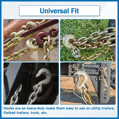TBAPFS 4Pcs 1/2 Inch Clevis Grab Hooks Grade 70 Chain Hook 12000 Lbs Working Load Limit for Trailer Truck Transport