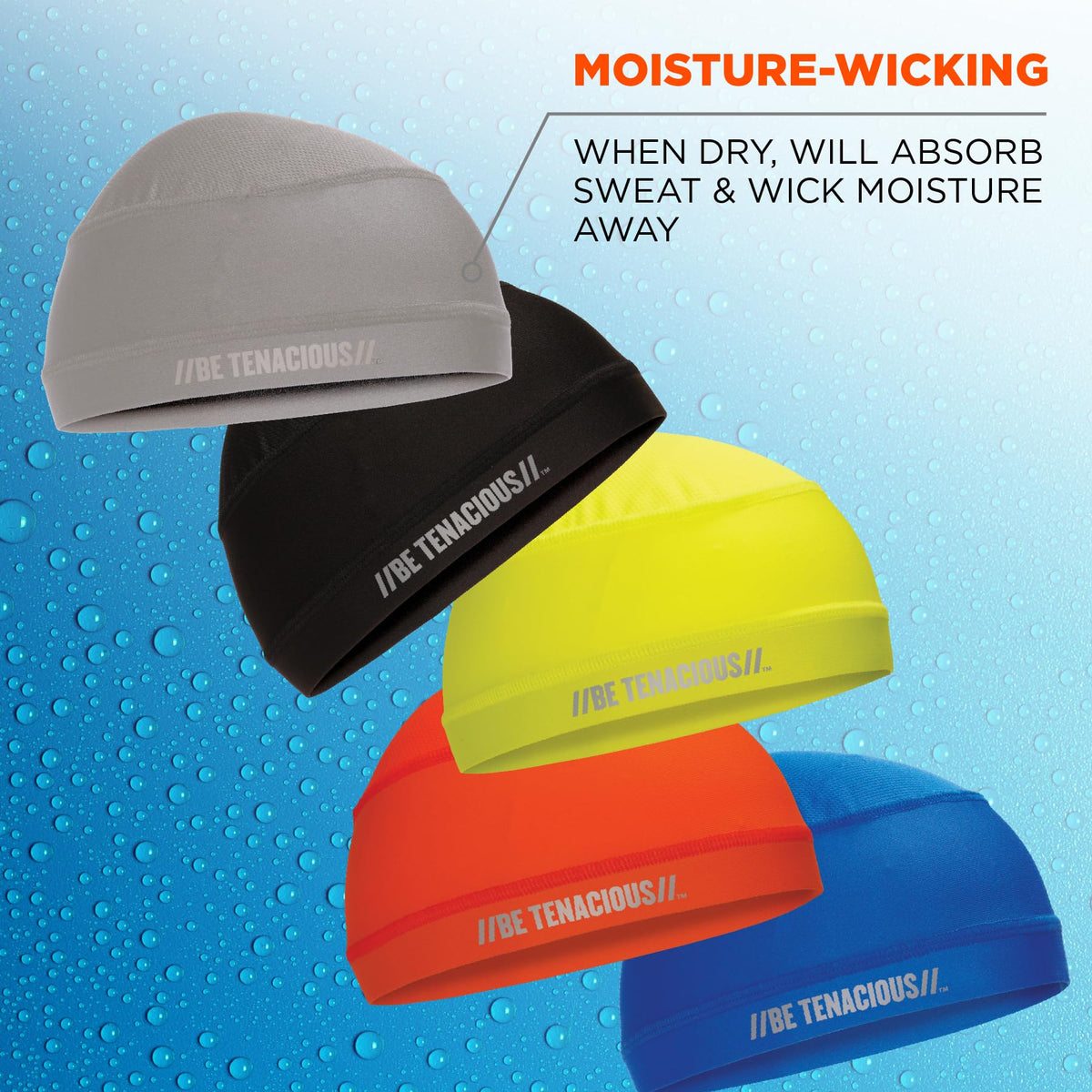 Ergodyne Chill Its 6632 Cooling Skull Cap, Sweat Wicking Helmet Liner, UPF 50 Sun Protection