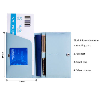 Passport Holder for Travel Passport Wallet Cover Case for Women, Travel Wallet Essentials for Men and Family. Blue & Black