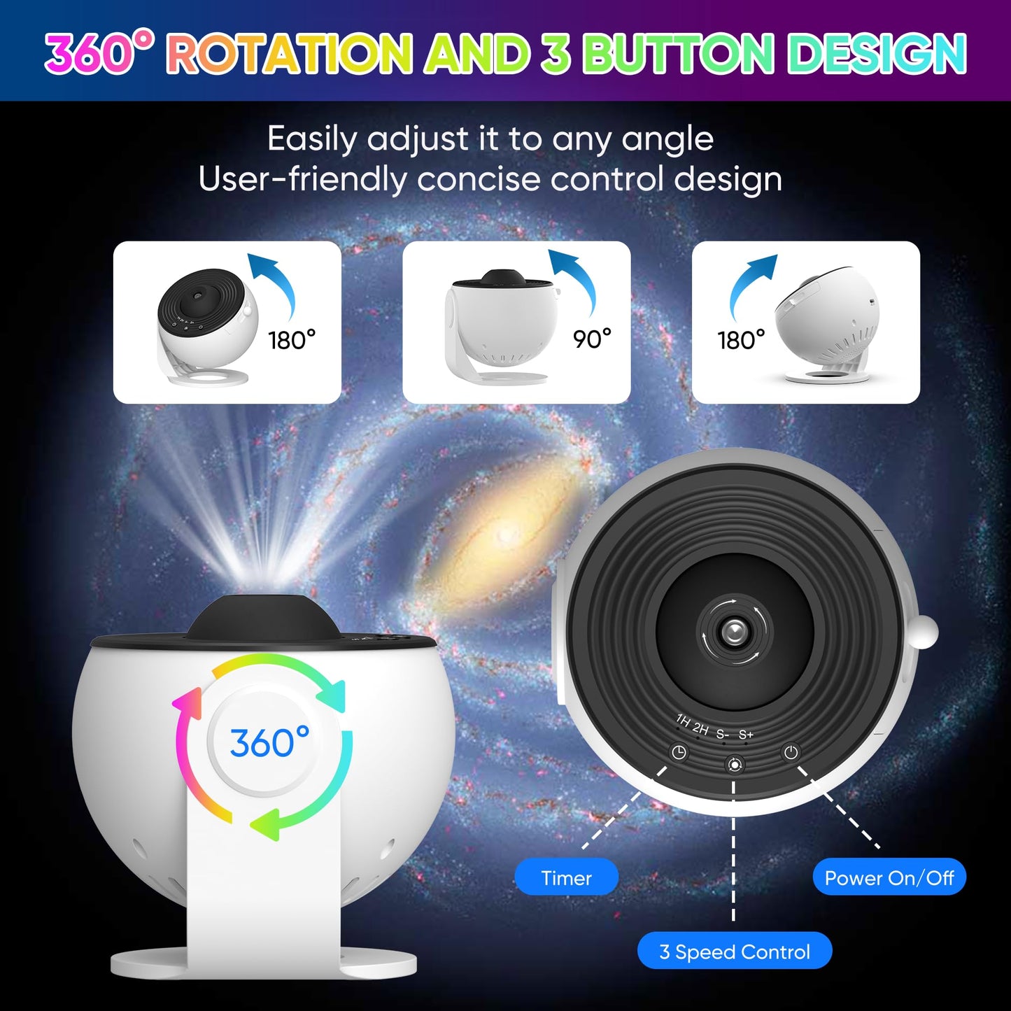 FlyLily Galaxy Projector, 13 in 1 HD Planetarium Star Projector for Bedroom, 360 Rotating Star Light with Adjustable Knob and Timer for Kids, Ceiling, Gifts, Room Decoration