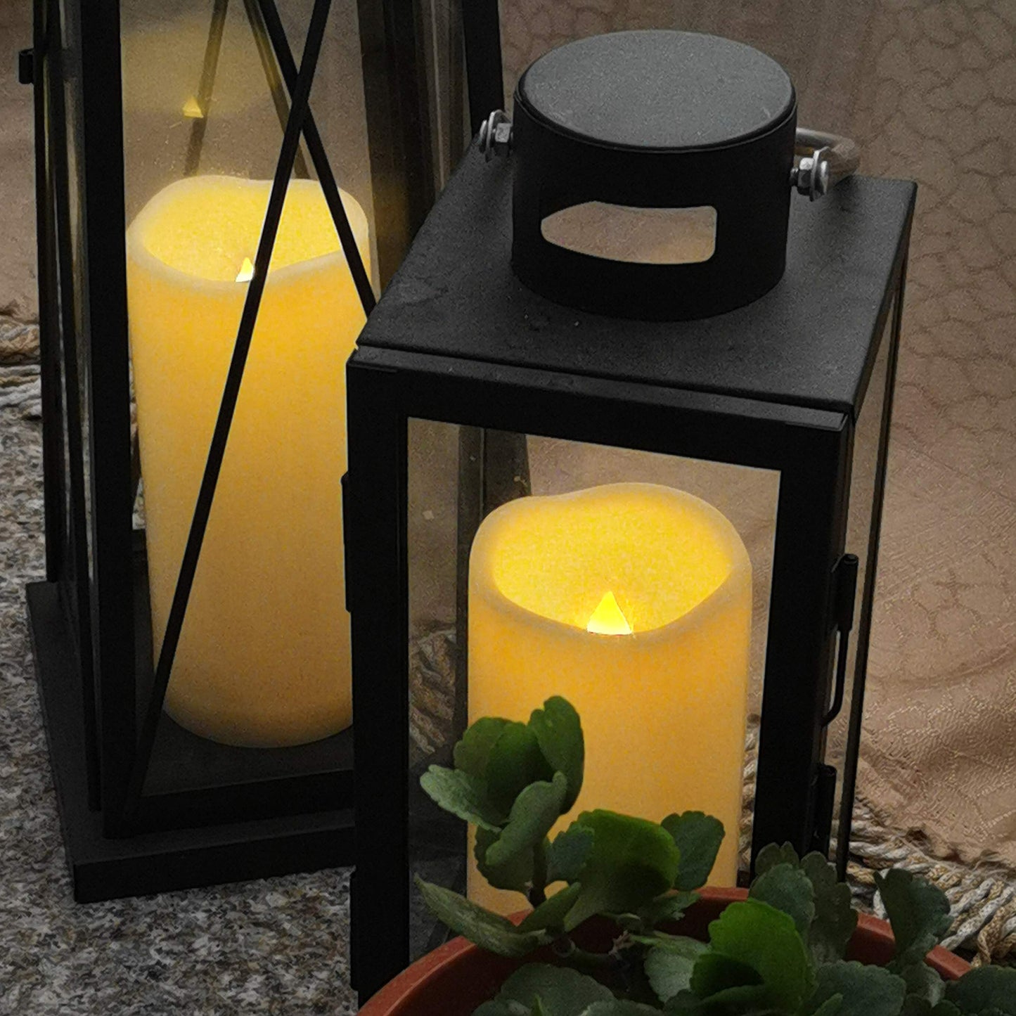 Waterproof Outdoor Flameless Pillar Candles with Timer Battery Operated Electric LED Candle Set for Gift Home Décor Party Wedding Supplies Garden Halloween Christmas Decoration, 2 Pack, 3” x 7”