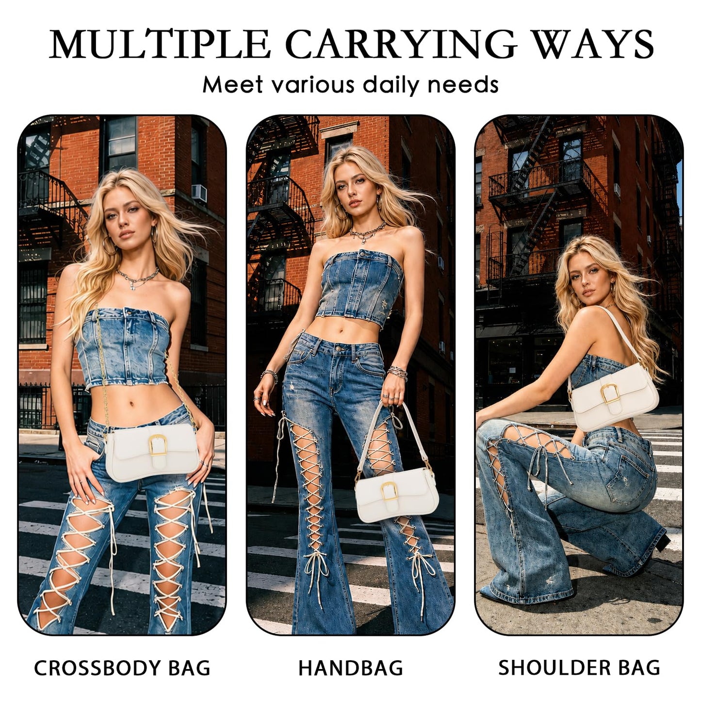 KKXIU Small Shoulder Bag for Women - Cute Handbags Purses for Women, Trendy Leather Clutch with Removable Strap