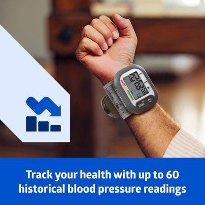Medline Digital Wrist Blood Pressure Monitor, Wearable, Digital LCD Display, Stores Up To 60 Readings, Batteries Included