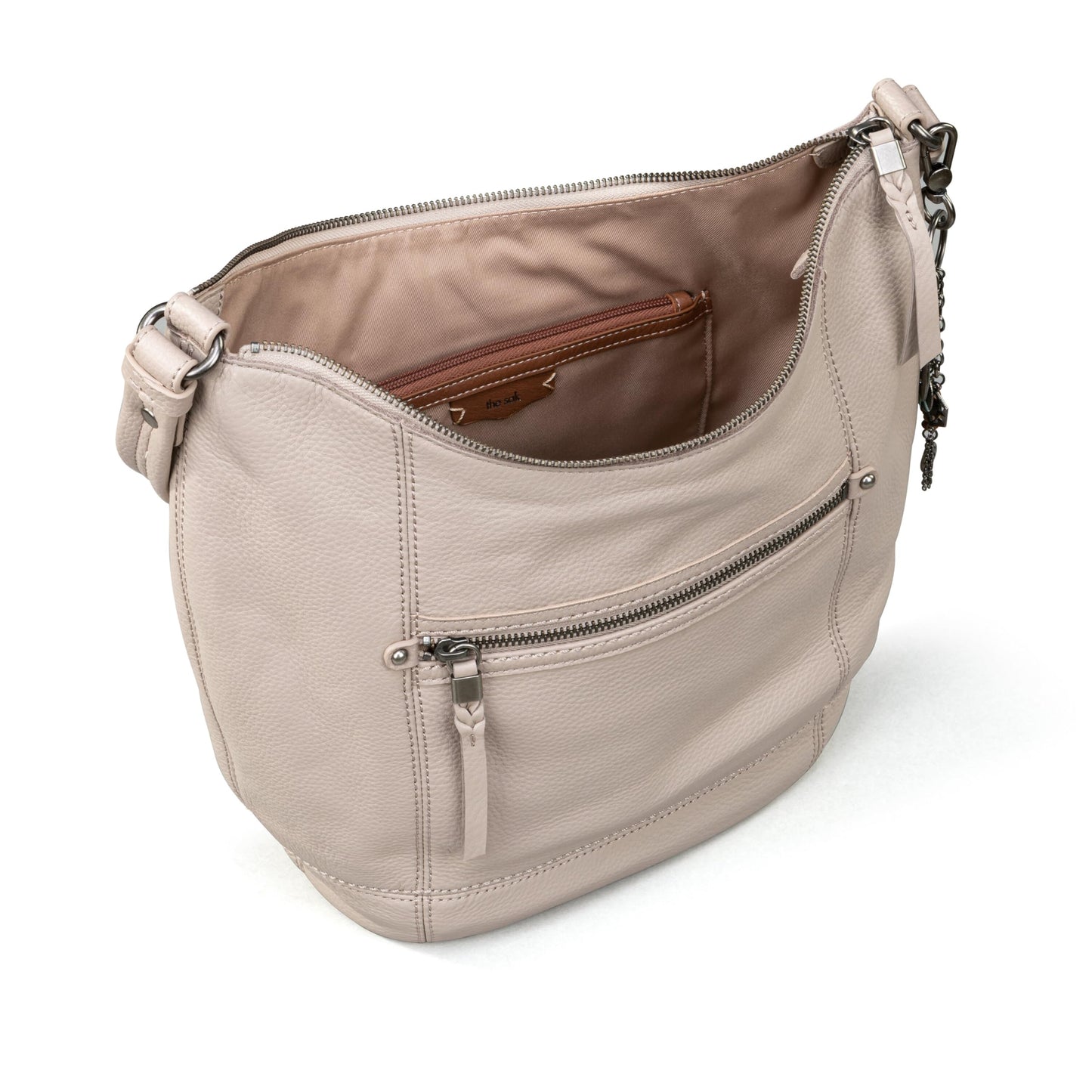 The Sak Sequoia Hobo Bag in Leather, Single Shoulder Strap, Sand