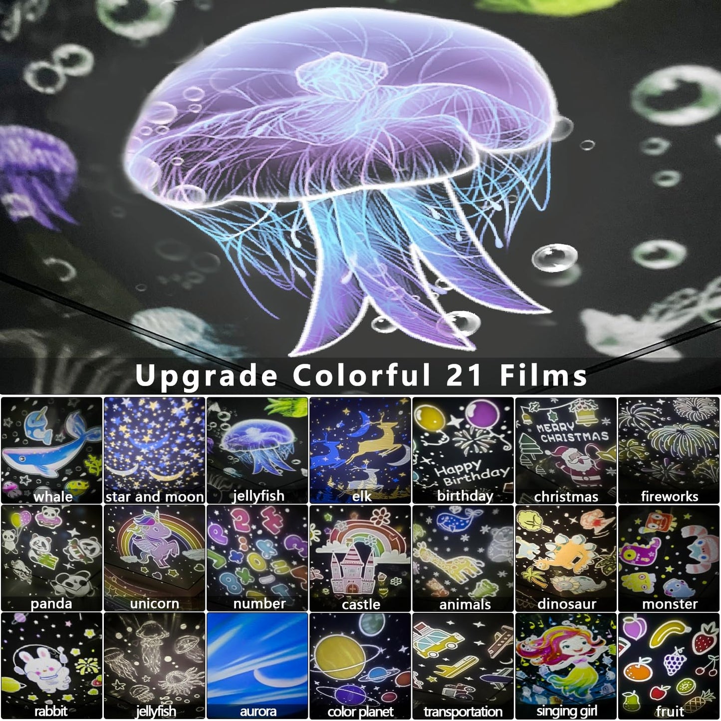 21 Sets of Films, Projector Night Light for Kids Bedroom, Ceiling, Remote Control & Bluetooth Speaker, Baby Night Light Projector, Star Galaxy Projector for Baby Girls, Christmas, Nursery, Room Decor