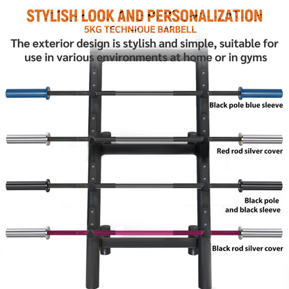 EVERYMATE 5kg Olympic Technique Bar – Lightweight Aluminum Training Barbell for Beginners, Youth & Rehab | 25mm Knurled Grip, 150lb Capacity, Compatible with 2" Weight Plates – Ideal for Form Practice & Cross-Training