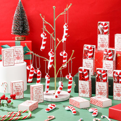 Soulchen 30 Set Christmas Candy Cane Story Gift Mini Plush Keychain with Legend of The Candy Cane Gift Box Xmas Stocking Stuffer Jesus Christian Party Favor for Church Teacher Coworker