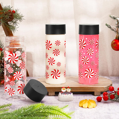 FYSUIMU 24 Pcs Christmas Plastic Cups with Lids Xmas Candy Reusable Plastic Tumbler Empty Clear Drink Containers Water Bottles for Storing Smoothie Milk Tea Juice Beverages Xmas Party Favors Supplies