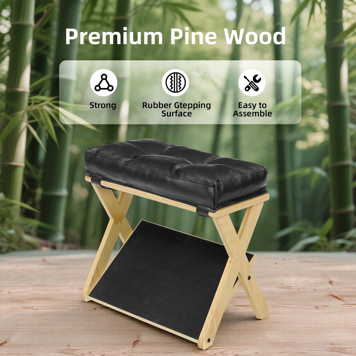 HOMELYSTBO Double Step Foot Rest for Under Desk at Work, Wooden Under Desk Footrest with Non-Slip EVA Stepping Surface, Ergonomic Foot Stools for Under Office Desk, Enhances Posture,Home Office Gaming