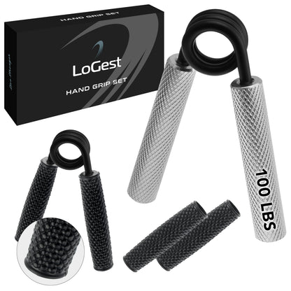Logest Metal Hand Grip Strengthener 100LB-350LB No Slip Heavy-Duty Grip Strengthener with Gift Box, Great Wrist & Forearm Hand Exerciser, Home Gym, Hand Gripper Grip Strength Trainer (Silver - 100LB)