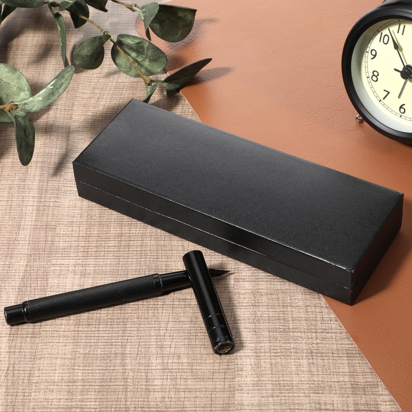Alrhso Pen Gift Box Empty Leather Pen Box Gift Long Single Pens Cases Fancy Rectangle Sketching Collection Boxes for Women Men Birthday Business Office Supplies, Black