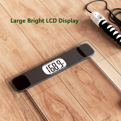 ZOETOUCH Scale for Body Weight Digital Bathroom Scale Accurate Weighing Machine for People, High Precision Bath Scale, Step On, Tempered Glass LCD Display Batteries and Tape Measure Included, 400lbs