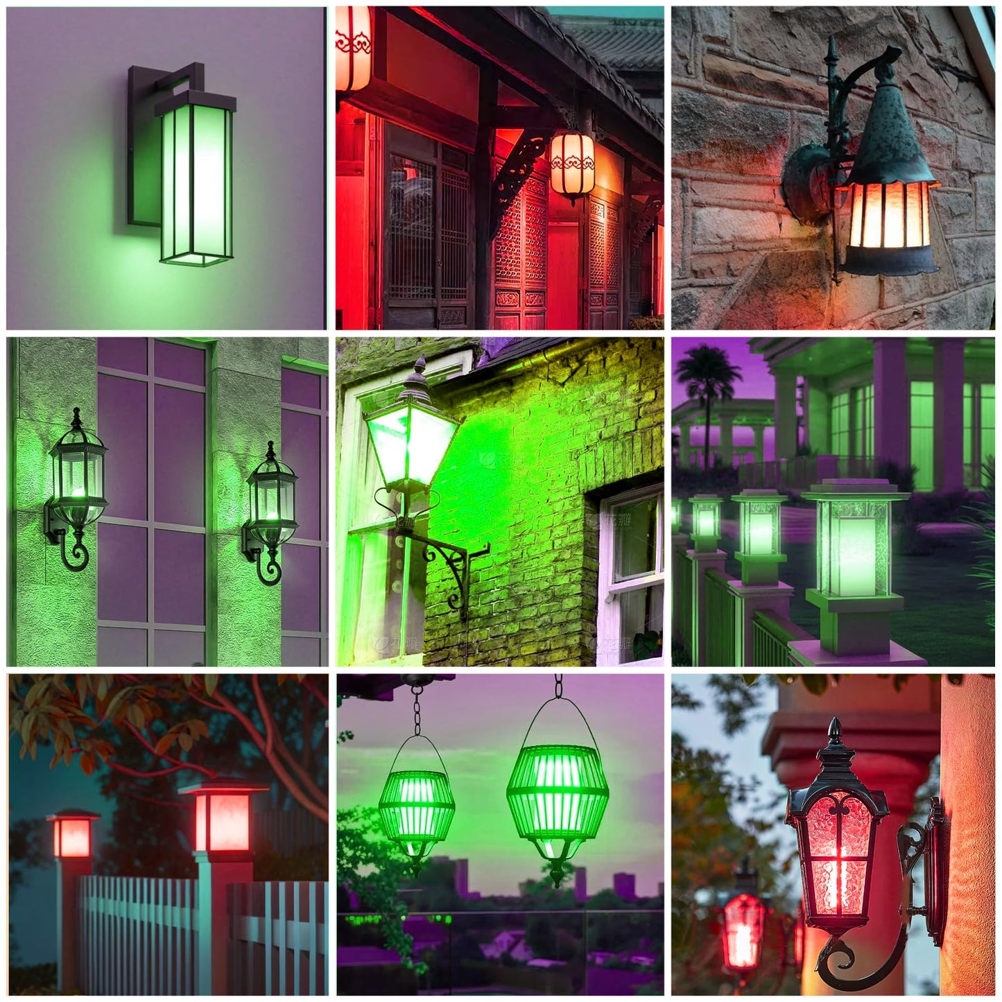 JAHEKS Red Green Flame Light Bulbs, Flickering Light Bulb with 4 Modes Upside Down Effect, 5W E26 Base LED Fire Lights for Christmas Halloween, Indoor Outdoor Party Home Patio Porch Decor