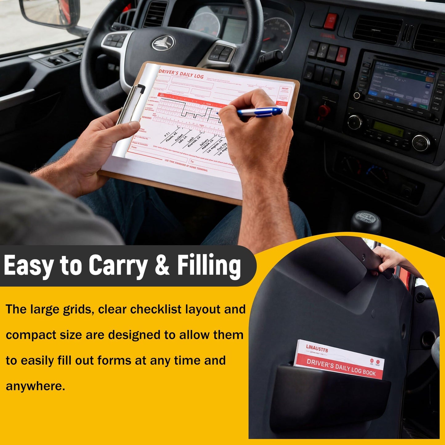 15 Pack Daily Log Books for Truck Drivers with 7 & 8 Day Recap, Driver Log Books with Grid Sample, 2-Ply Carbonless, 36 Sets of Forms per log book, 8.5" x 5.5" , Meet Requirements