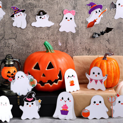 Zonon 90 Pcs Halloween Ghost Cutouts Cute White Pink Paper Ghost Bulletin Board Decor for Classroom Bulletin Boards Wall Trees School Halloween Home DIY Treat Baby Shower Party Decorations Supplies