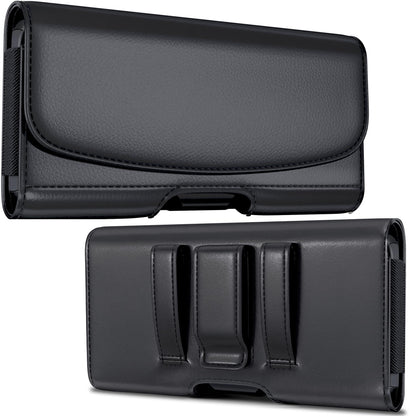 Meilib Cell Phone Case for Samsung Galaxy S26 S25 S24 S23 S22 S21 5G, Premium Holster with Belt Clip for Men, ID Card Magnetic Pouch, Black