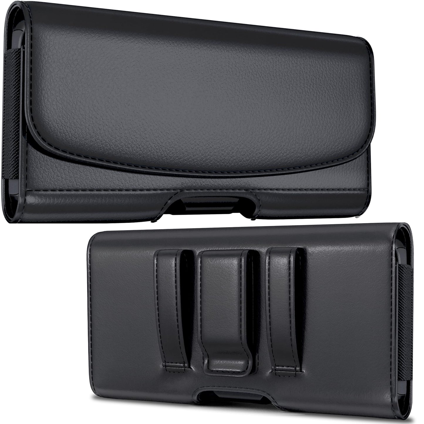 Meilib Cell Phone Belt Holder with Clip, Holster for Men, Premium Cellphone Pouch Case for iPhone 17, 16e, 16, 15, 14, 13, 12, 11 & Pro Models, (Fits with Otterbox Commuter Case on), Black