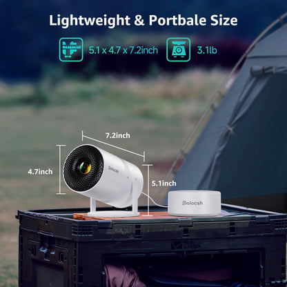 Polocsh Mini Projector, Rechargeable Portable Outdoor Smart Projector with 4K Support, Auto Keystone, Android 11 Small Projector with WiFi and Bluetooth, Electric Focus Home Theater for iphone